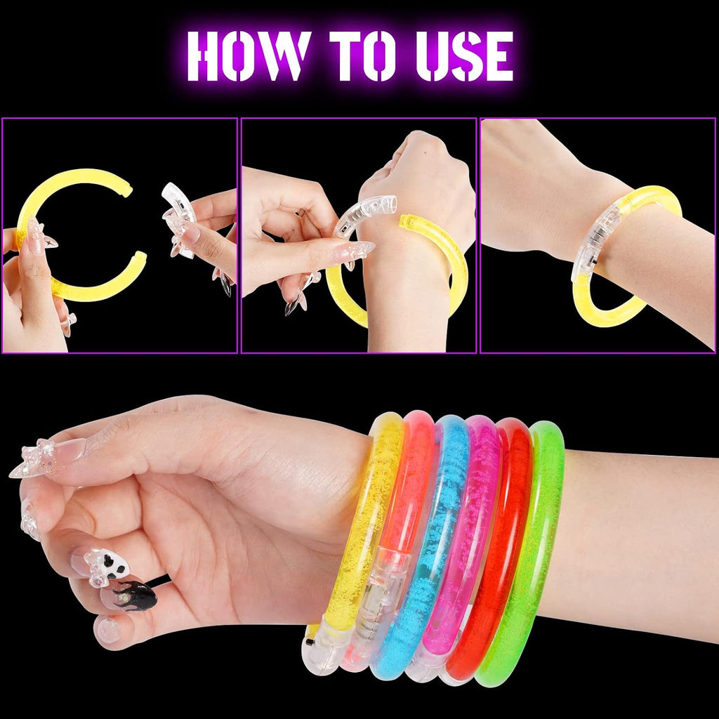 24Pcs Glow in the Dark Party Supplies for Kids/Adults, Flashing Light up Toys LED Bracelets Halloween Glow Sticks, Party Favors Carnival Birthday Concert Gifts Accessory