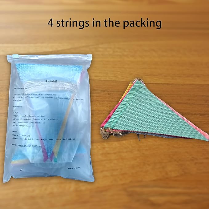 Pennant Banner Flags Pastel - GREATRIL Colorful Triangle Banners for Birthday Easter Classroom School Carnival Garland Outdoor Burlap Bunting Party Decorations 4 Strings