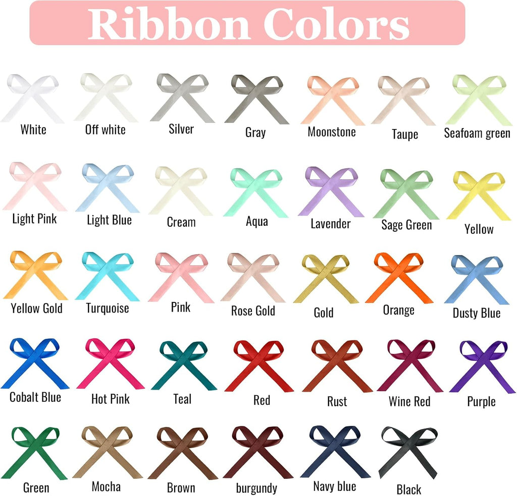 Personalized Ribbons Bows with Name 30 50 100 PCS for Bridal Shower Wedding Birthday Favors Custom Made Cut Ribbons Customized Assembled Bows with Safety Pins