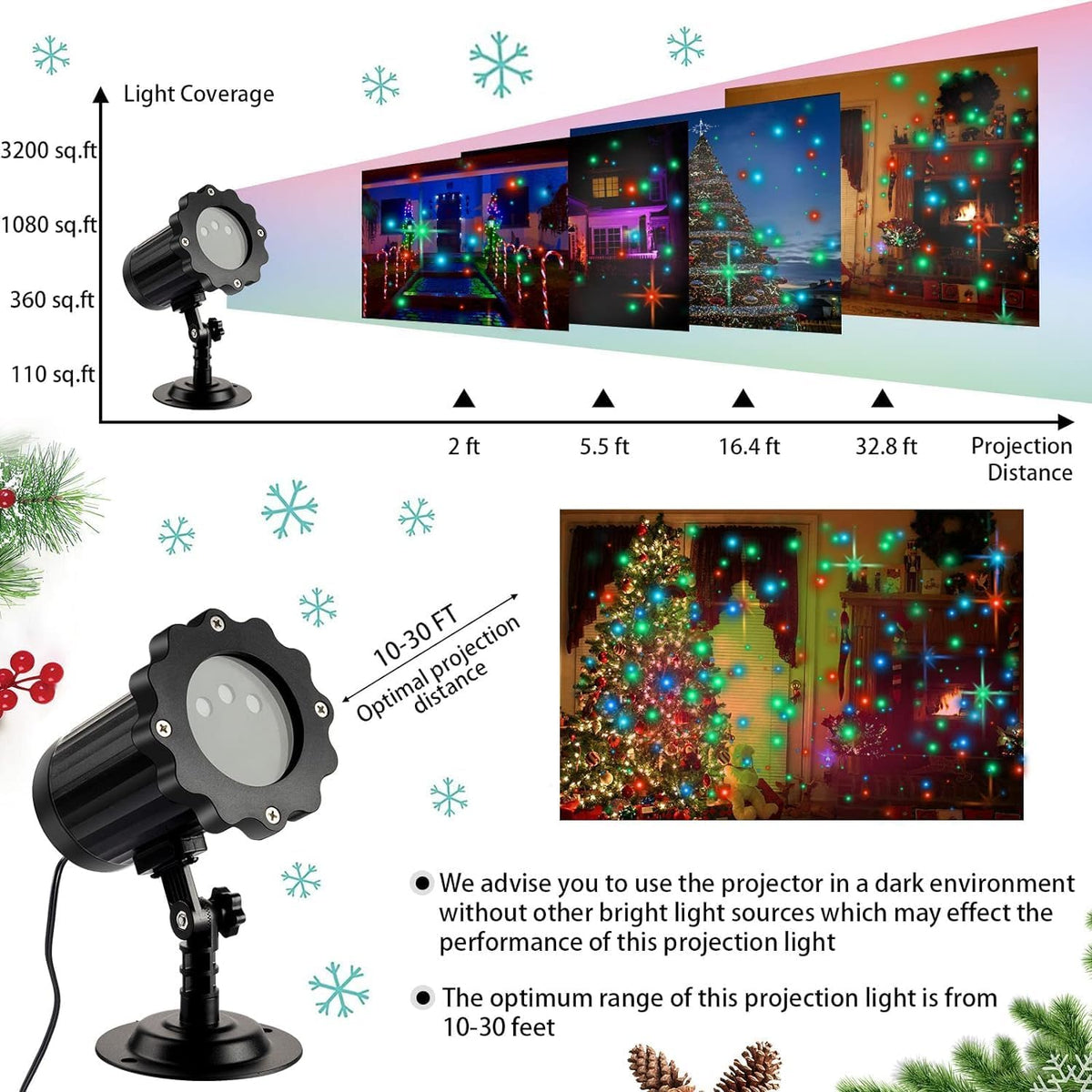 laser christmas lights, 3 color laser light projector, close-up detail