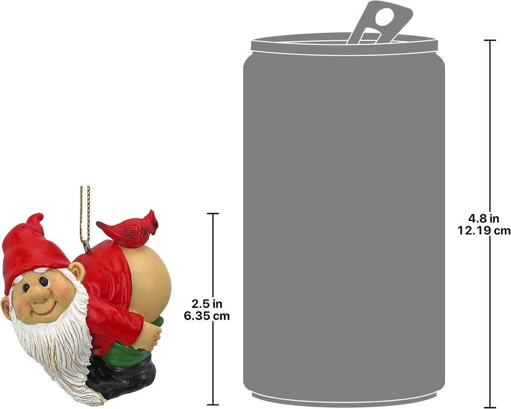 Design Toscano Christmas Ornament - Loonie Moonie Gnome, Garden Gnomes Figurine Statue, 2 Inch