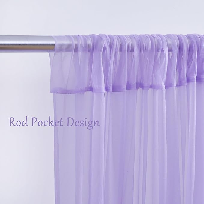 10x10 Purple Tulle Backdrop Curtains for Parties, Sheer Backdrop Curtain Wedding Photo Background Drapes for Baby Shower Photography Birthday Party