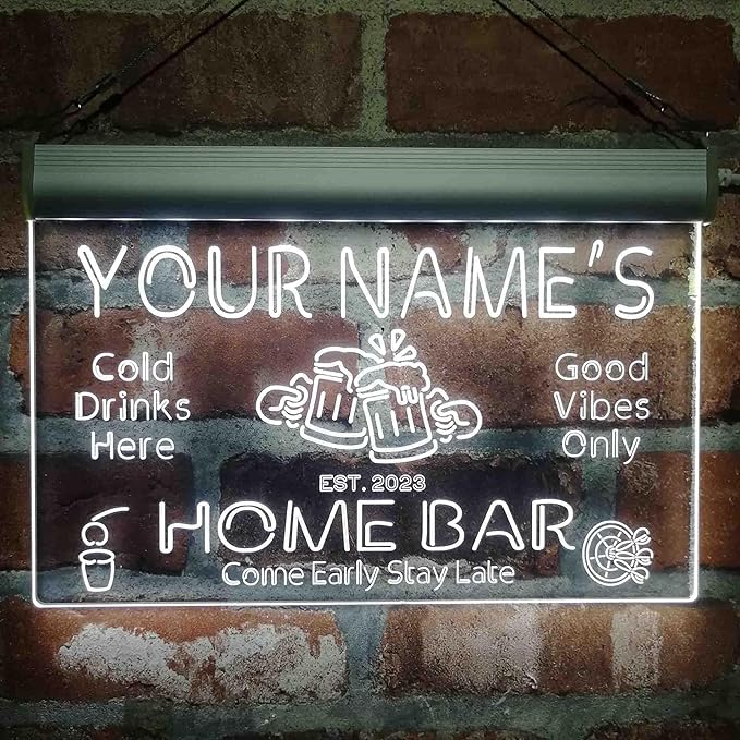 ADVPRO Personalized Your Name Custom Home Bar Beer Established Year Single Color LED Neon Sign 24 x 16 Inches st4s64-p11-tm-w