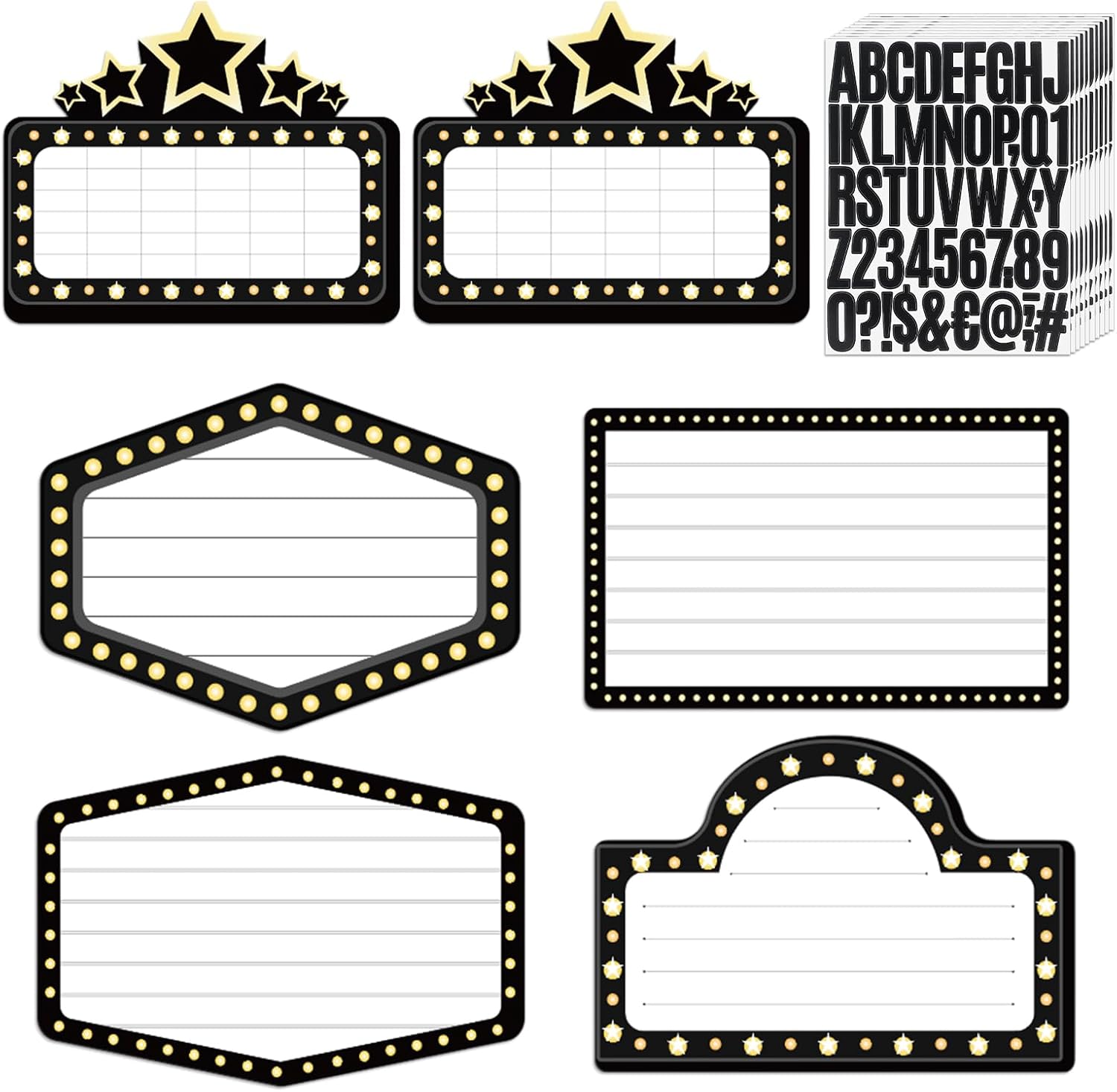 Feifeiya 6 Pack Wedding Bottle Service Sign with Letters Sticker Entrance Props Bridal Party Nightclub Bottle Service Sign with Letters for Nightclub Clubs Weddings Parties(Classic,Black)