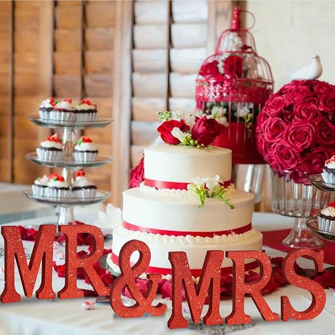 TONIFUL 8 Inch Red Glitter & Table Centerpiece A-Z Red Birthday Party Decorations,Red & for Birthday,Chrismas,Graduation,Bridal Shower,Wedding,Anniversary Party Supplies