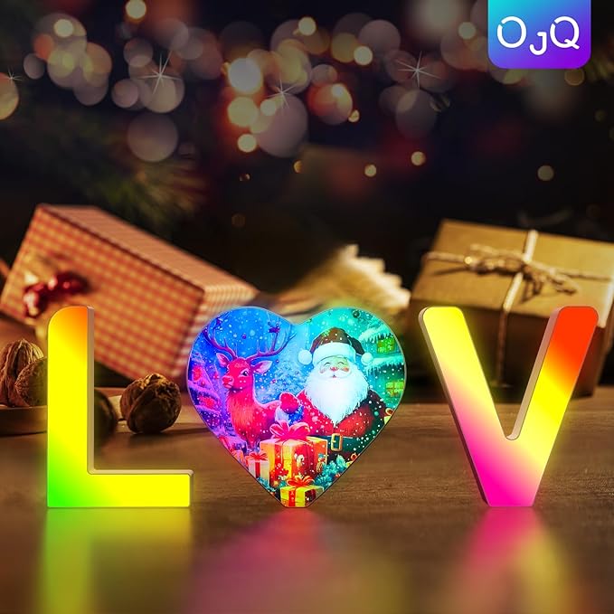OJQ Light Up Letters LED Letter - Bedroom Lighted Colorful Alphabet Letter Music Sync Color Change - Christmas Birthday Gifts for Girl - Teen Girls Room Decor Gifts Party Home Wall Bedroom Decor