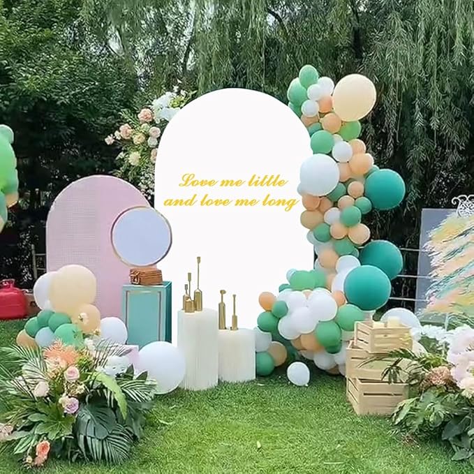 White Arch Cover for Mother`s Day Decor 6.6FT Spandex Arched Backdrop Cover Double Side Wedding Arches Covers Round Top Chiara Back Drop Cover for Baby Shower Banquet Balloon Party Celebration