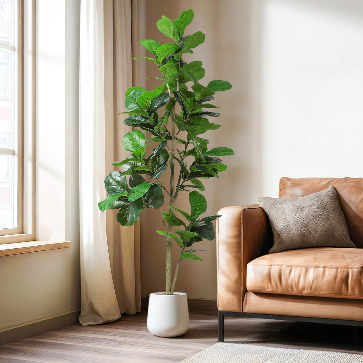 jocoevol artificial fiddle leaf tree, 7ft faux plant on a desk or shelf