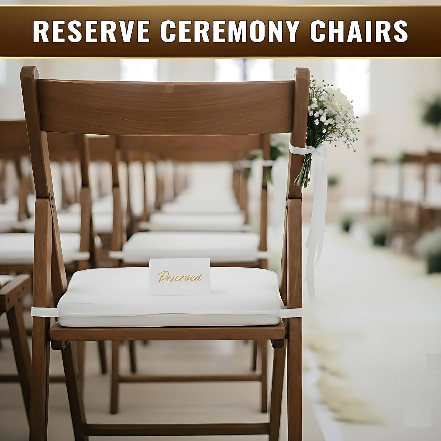 10 Pack Gold Reserved Table Signs for Wedding Receptions 3x4 inch - Double Sided Reserved Signs for Tables - Freestanding Reserved Cards for Tables - Table Reserved Sign for Restaurants & Parties