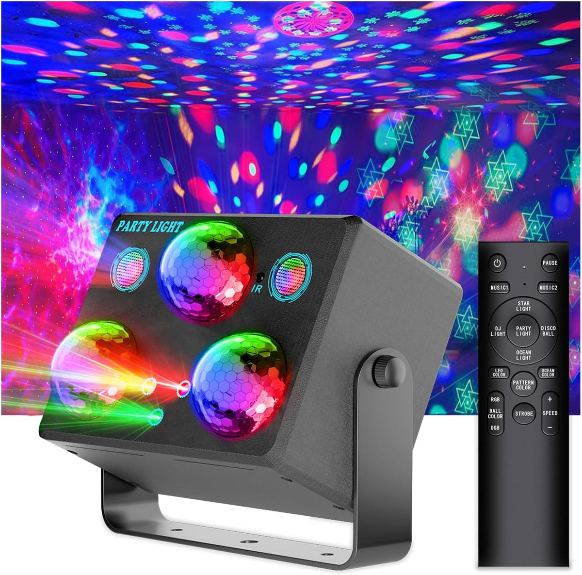 Disco Ball Party Lights,Pro 6 in 1 Disco Lights Sound Activated Dj Strobe wit...
