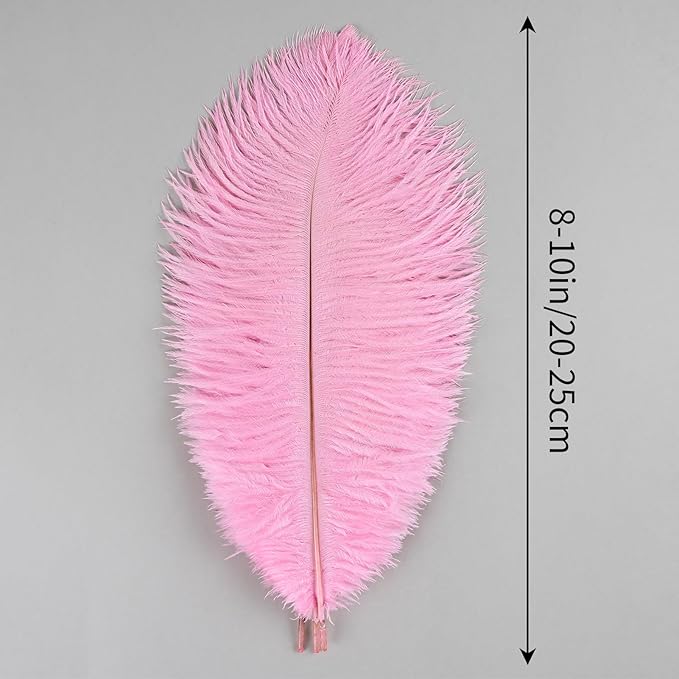 THARAHT Pink Ostrich Feathers 12pcs Natural Bulk 8-10Inch 20cm-25cm for Crafts Wedding Party Centerpieces Flower Arrangement Easter Gatsbi and Home Decoration Feathers