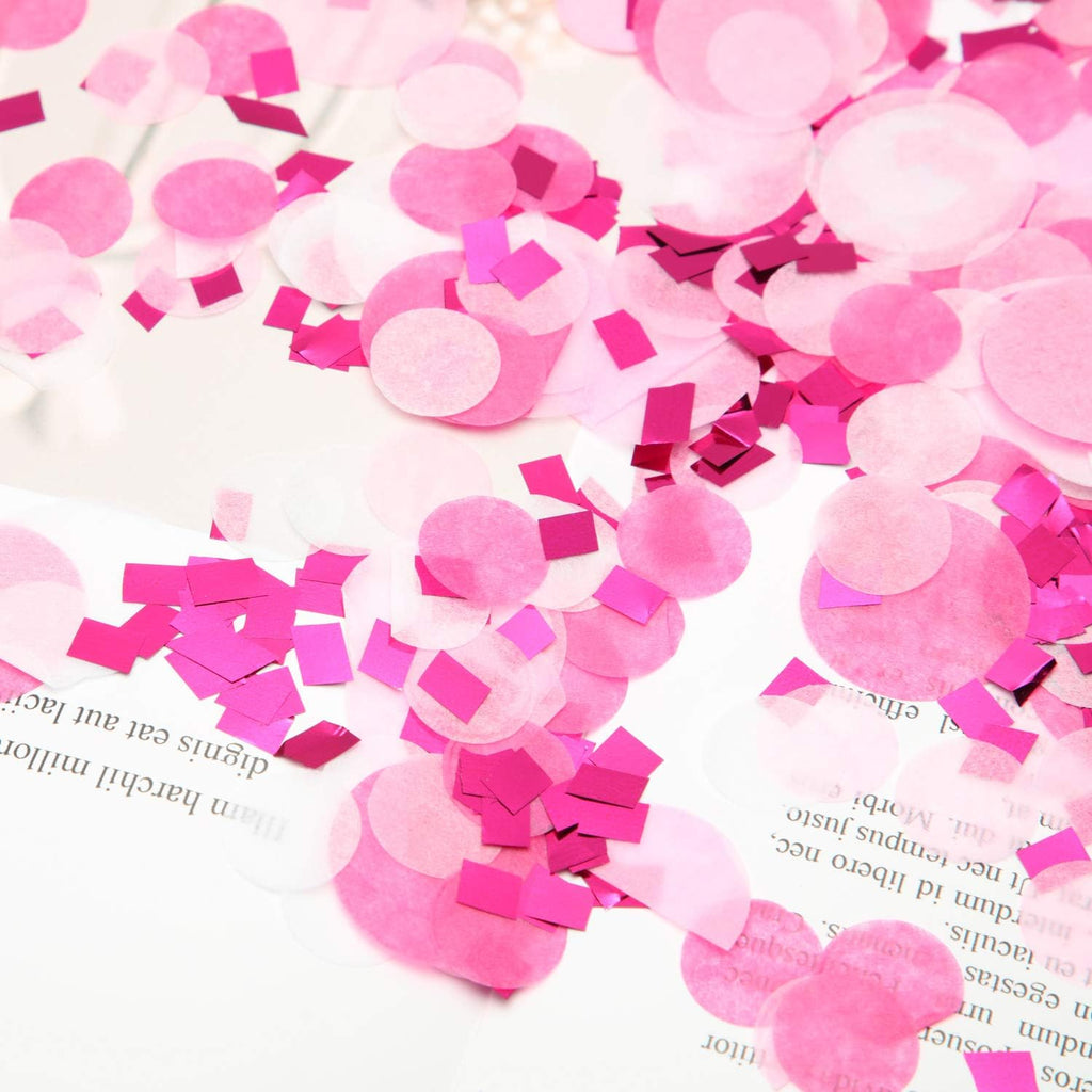 TecUnite Pink Rose Red Confetti Round Tissue Paper Table Confetti Dots for Wedding Birthday Party Decoration Arts Craft DIY Scrapbooking, 1.76 oz (1.5 cm Plus 2.5 cm)