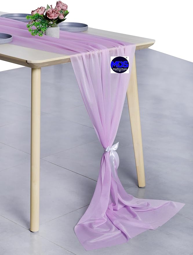 MDS Halloween Chiffon Table Runner - 20 Pack, 29 x 170 Inches, 14ft Each - Sheer Spooky Table Runners for Haunted House Parties, Trick-or-Treat Tables, Witchy Décor, Wedding & Events - Orchid