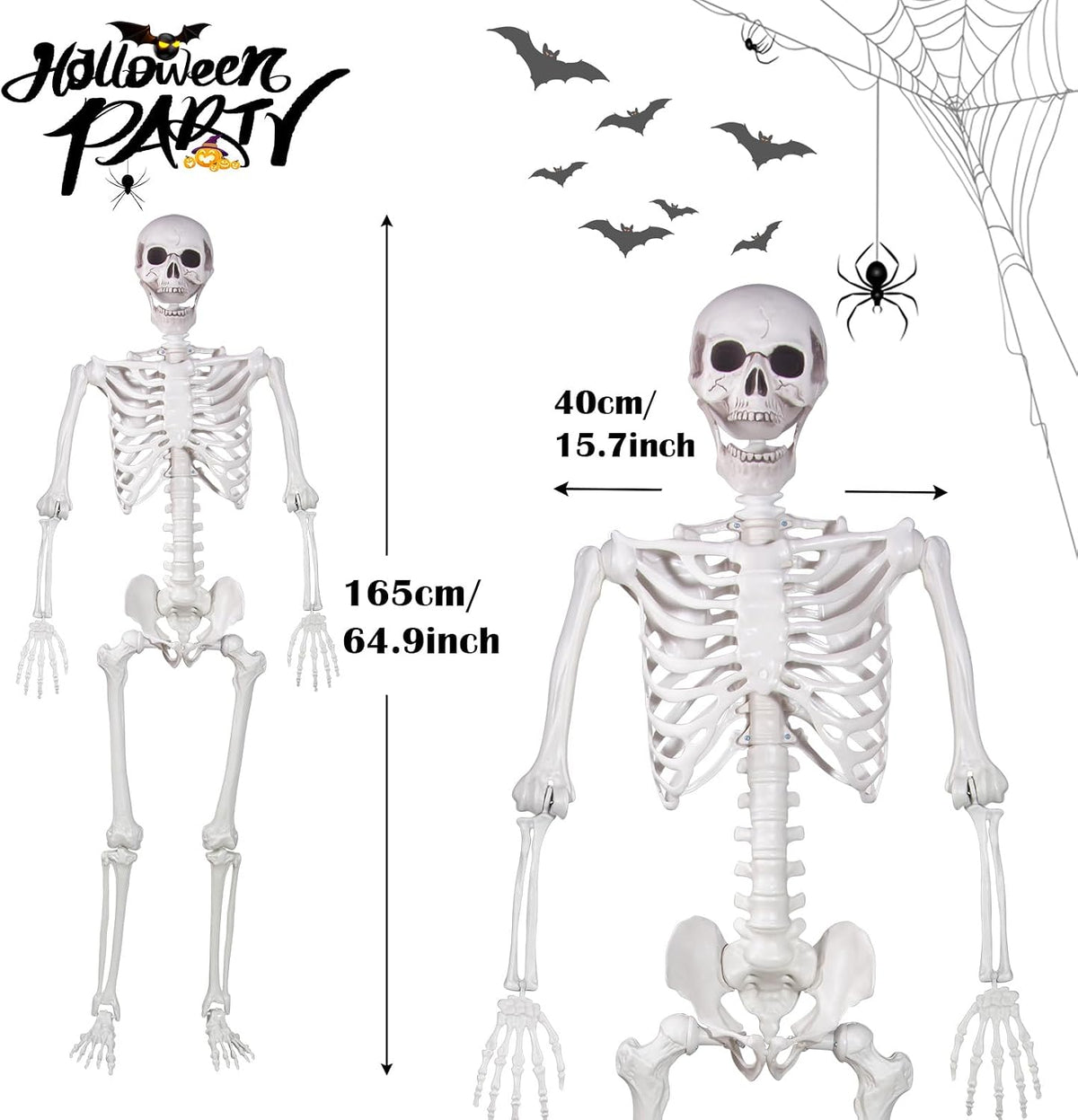 Halloween Skeleton, Realistic Life Size Skeleton with Movable Joints for Hall...