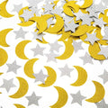 Glitter Confetti Star and Moon for Table Wedding Birthday Eid Party Decoration, 1.2 inch in Diameter(gold,silver,200pc)