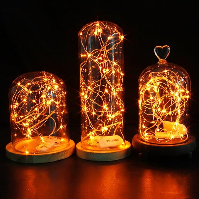 CYLAPEX 6 Pack Orange Fairy Lights String Battery Operated Fairy Lights Firefly Lights LED Starry String Lights 3.3ft 20 LEDs Silvery Copper Wire for Hallowen Christmas Decor Costume Wedding Party