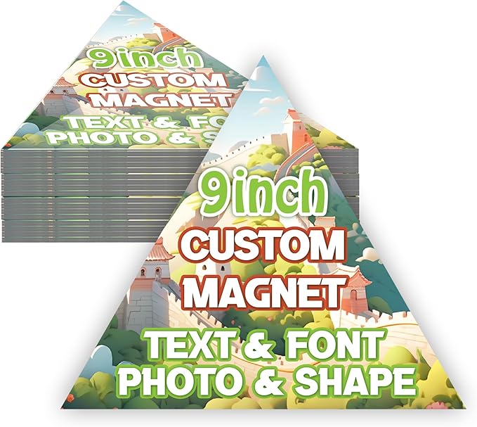 KETABAO – 9" Triangle Photo Magnets for Refrigerators, Cars and Offices – Customizable Magnetic Decor