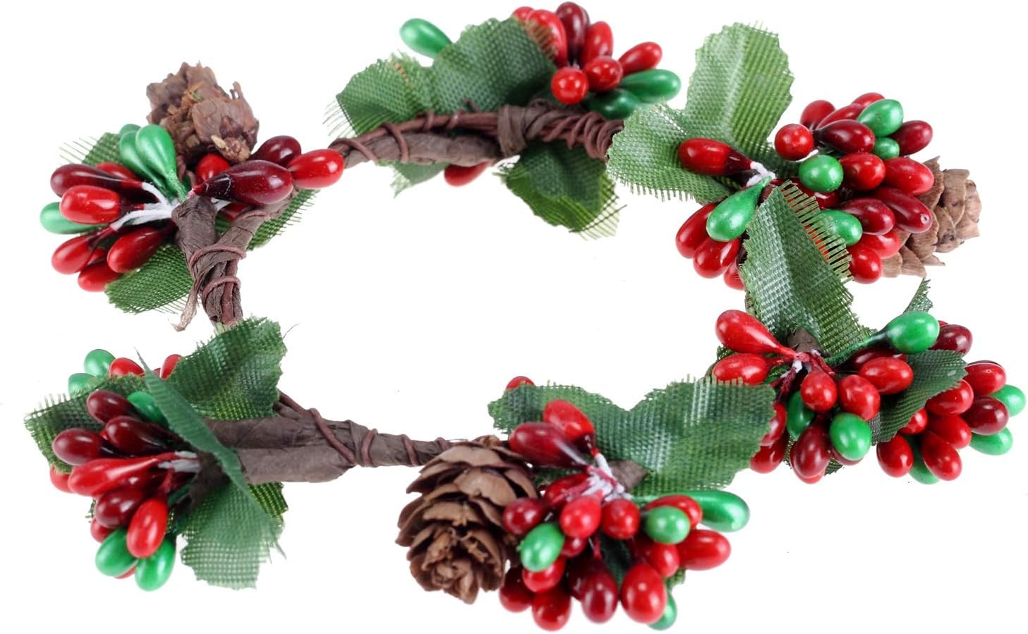 BinaryABC Christmas Candle Rings Wreaths,Red Berry Candle Rings,Christmas Candle Holder Rings,Christams Decorations,2Pcs(Internal Diameter About 2.36in)