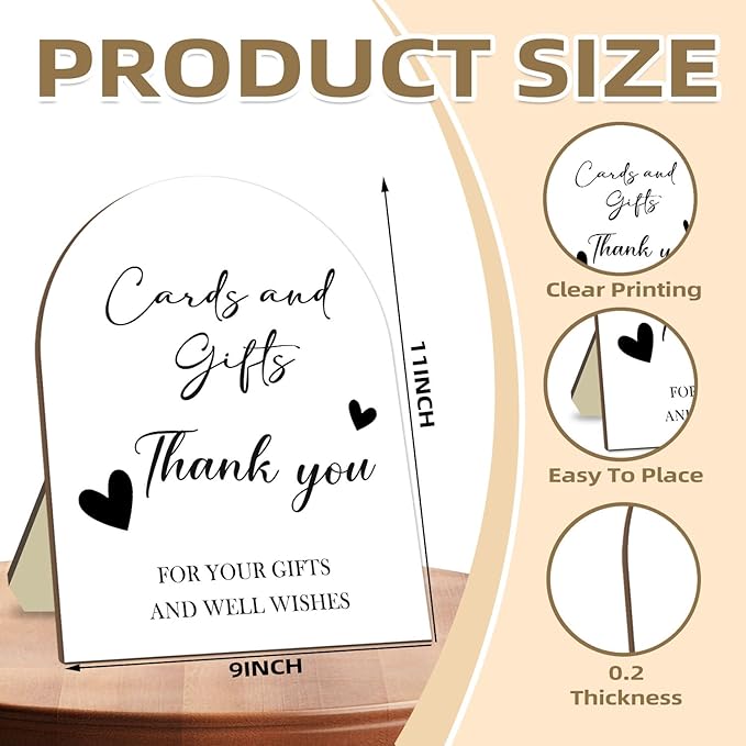 Cards and Gift Sign, Minimalist Wedding Decoration Sign, Thank You Gifts for Friends, Bridal Shower Baby Shower Favors, Bridal Shower Baby Shower Party Supplies 9 * 11IN