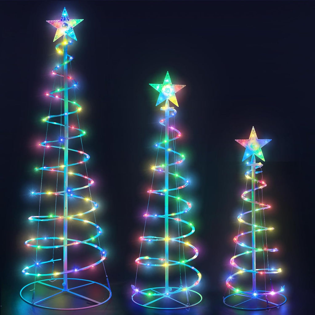 set of 3 christmas spiral tree lights, 3/4/5, main product view