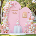 7.2FT 6FT Arch Backdrop Cover for Wedding, Set of 2 Stretchy Spandex Fitted Arch Stand Cover for Baby Shower, Birthday Party Decor, Chiara Backdrop Cover with Double-Sided Design(Pink)