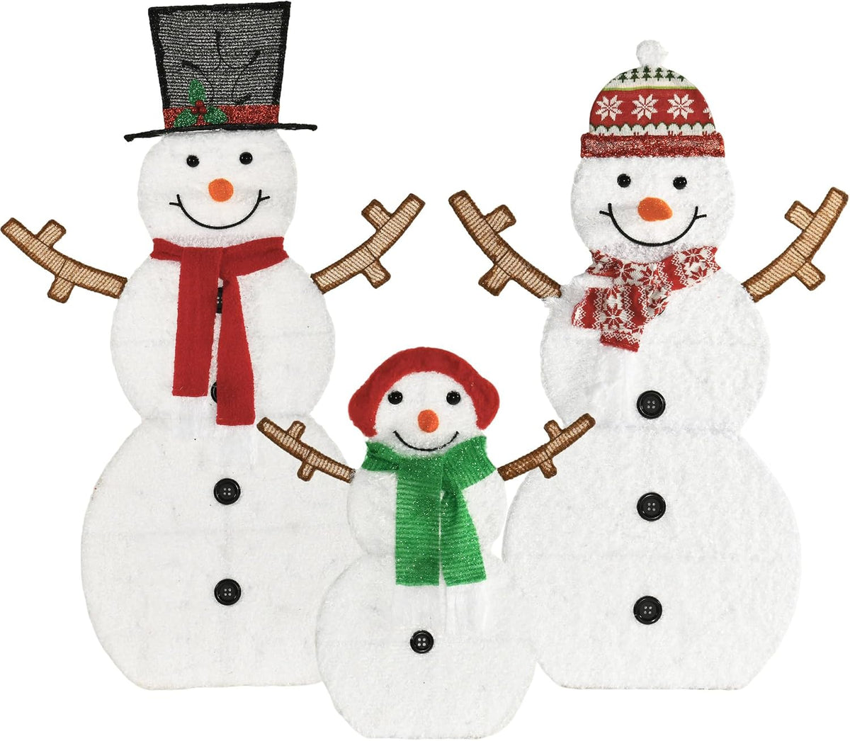 lighted snowman family outdoor christmas decoration, set of, main product view