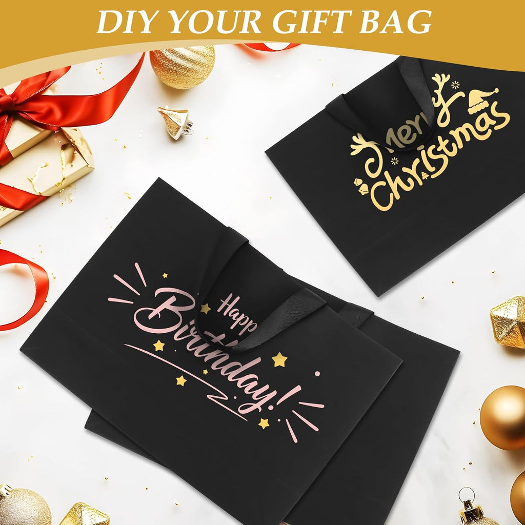 Epoesch Black Small Gift Bags with Handles and Tissue Paper, 8x5x10 Inch 4 Pack Paper Bags for Men, Women, Birthdays Party, Baby Showers, Weddings, Father's Day, Anniversaries, Holidays (Black small - 4Pcs)