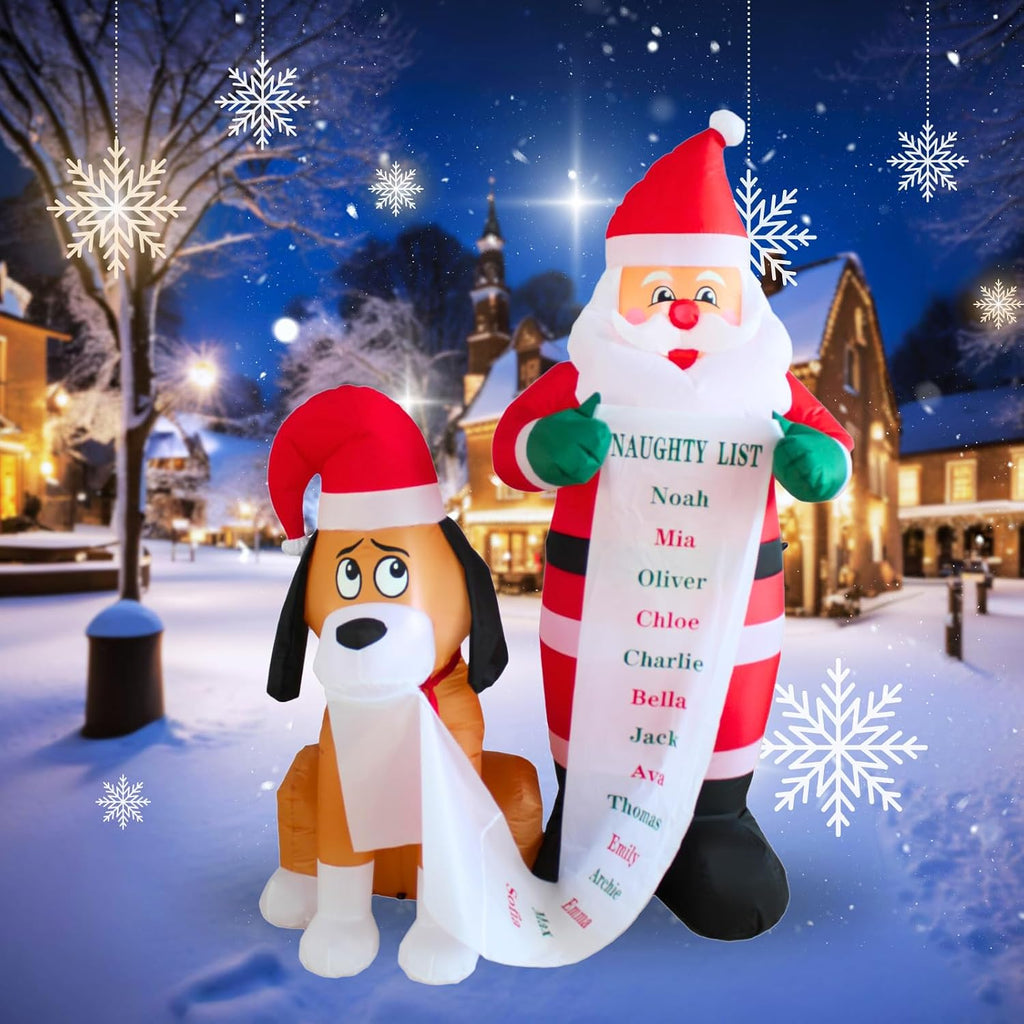 pts 6ft inflatable santa with dog outdoor decoration, main product view