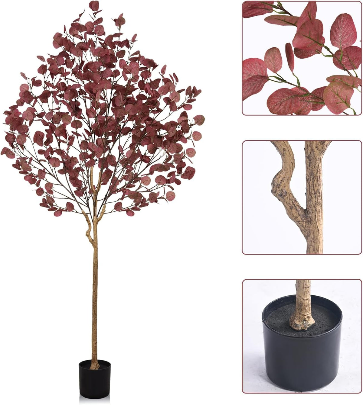 artificial eucalyptus tree for fall decor, 6 ft, close-up detail