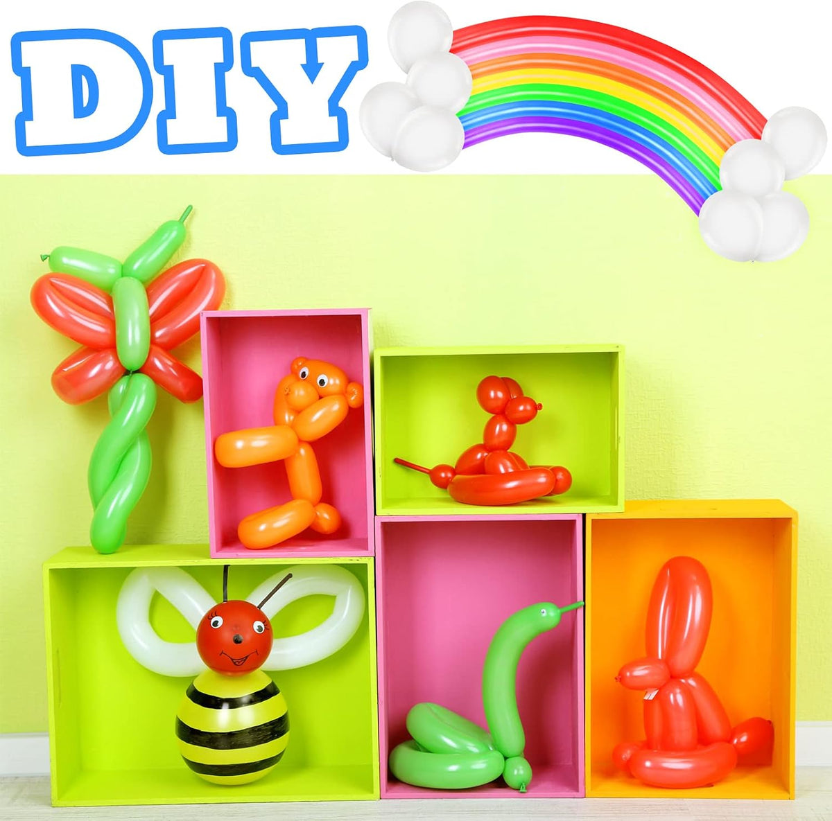 Sratte 1000Pcs 260Q Animal Twisting Long Balloon Multi‑color, Bright Colors