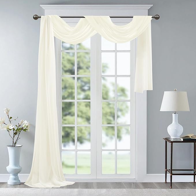 Wedding Arch Draping Fabric, 1 Panel 28" x 19Ft Ivory Arch Drapes Sheer Backdrop Curtain for Wedding Ceremony Party Ceiling Decor