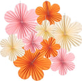 Paper Flowers Decorations for Wall Orange Paper Fans Classroom Decoration Paper Floral Backdrop Decor Paper Fans Decoration Hanging Paper Fans Pink Flower Wall Decor, Set of 9