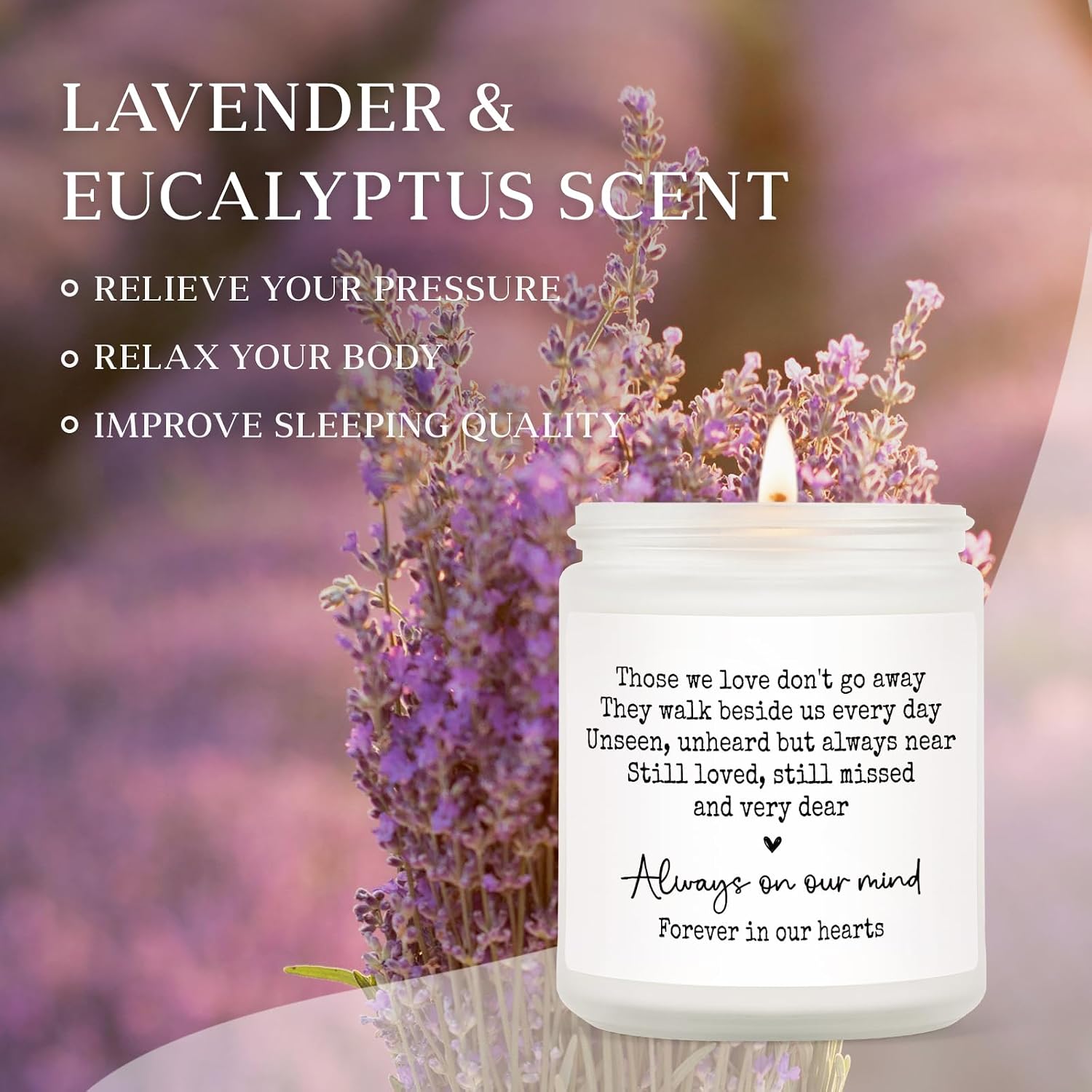 Shqiueos Sympathy Gifts for Loss of Loved One, Memorial Lavender Candle | Soy Wax 7oz, Bereavement, Thinking of You, Grief Gift, Funeral Comfort Condolence Remembrance Christmas Gift