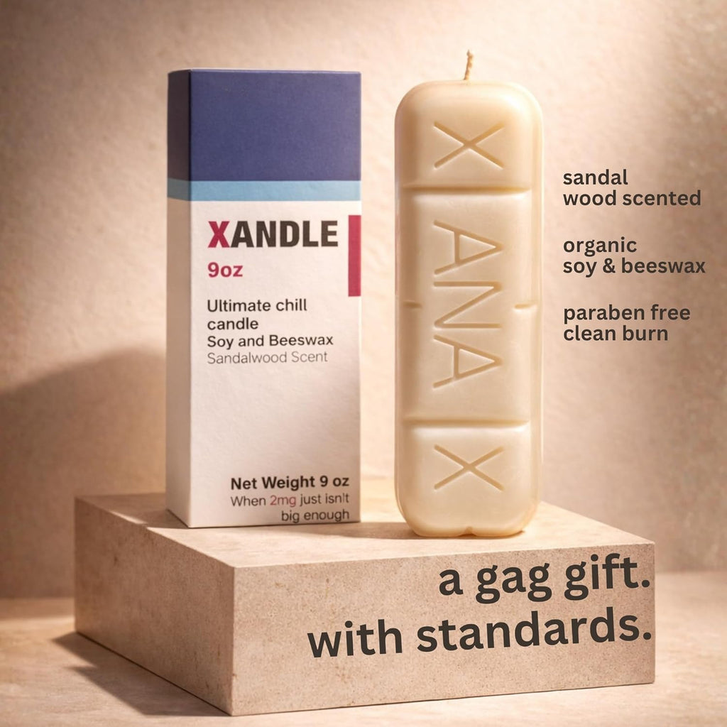 Xanax Candle with Gift Box - XANDLE - Cool Candles - White Elephant Gifts - Funny Candles - Novelty Candles - Funny Nurse Gifts - Eccentric Decor - Weird Decor - Gag Gift Candle