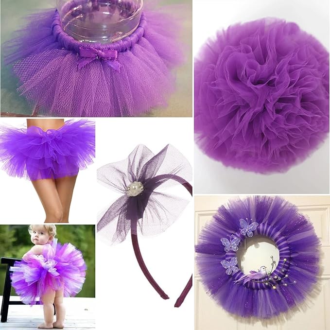 Purple Tulle Fabric Rolls 54 Inch by 40 Yards Tulle Bolt Spool for Wedding Decorations DIY Halloween Tutu Baby Shower Table Skirt Ceiling Decor Birthday Party Craft Supplies