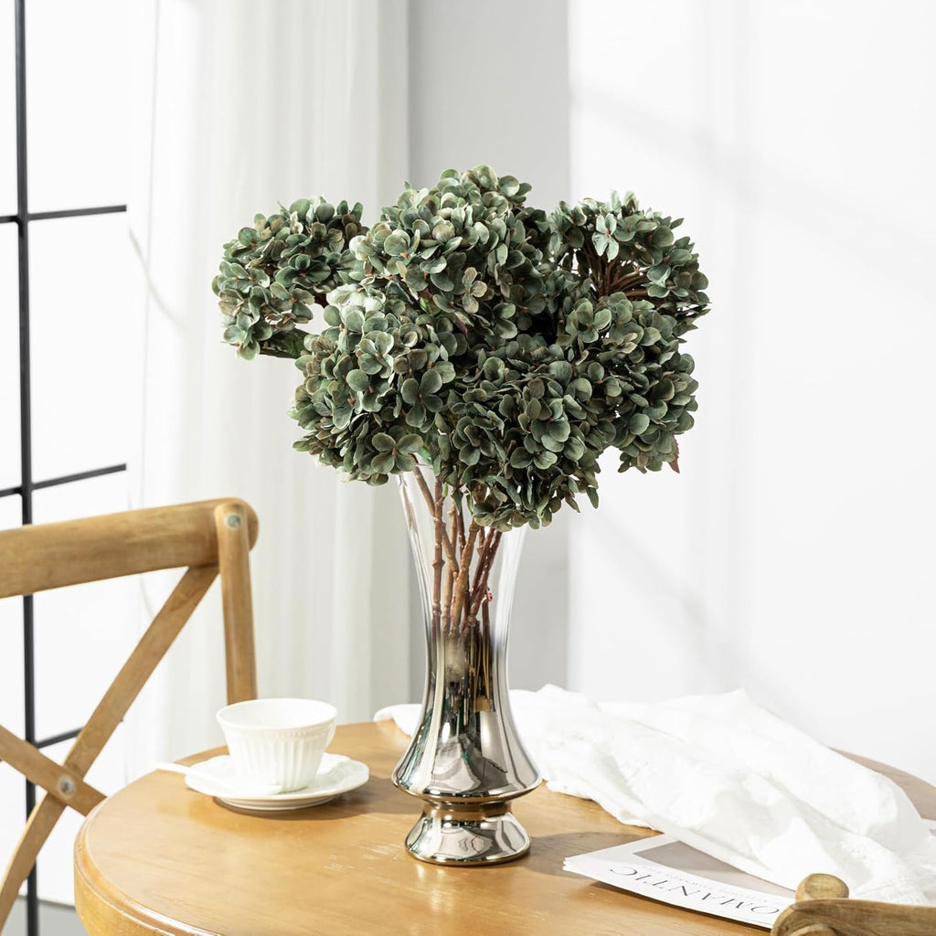 hydrangea artificial flowers,green artificial flower fake silk hydrangea shown in use