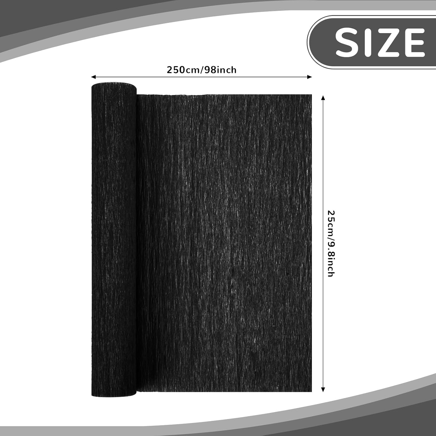 Crepe Paper Streamers 2 Rolls 10 x 98Inch (Black) | Crepe Paper Sheets for DIY Gift Colourful Paper Flower Wrapping Paper Crafts Birthday Wedding Holiday Party Decorations