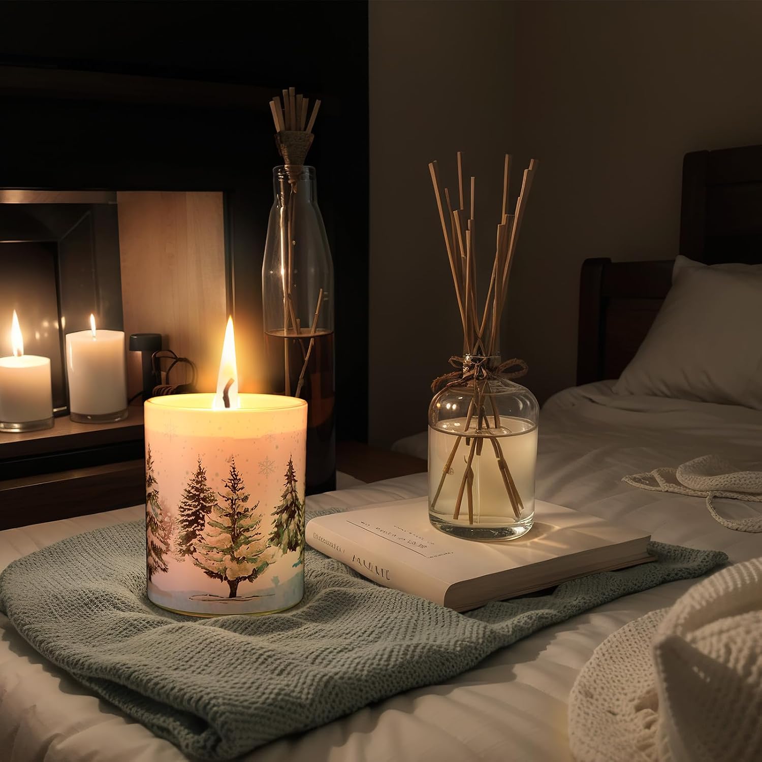 Christmas Scented Candle Gift Set for Women, Candles Can Change Into 7 Colors, Winter Candle with 7.6oz Soy Wax Fir Holiday Candles for Christmas Women Gift(Snow Forest)