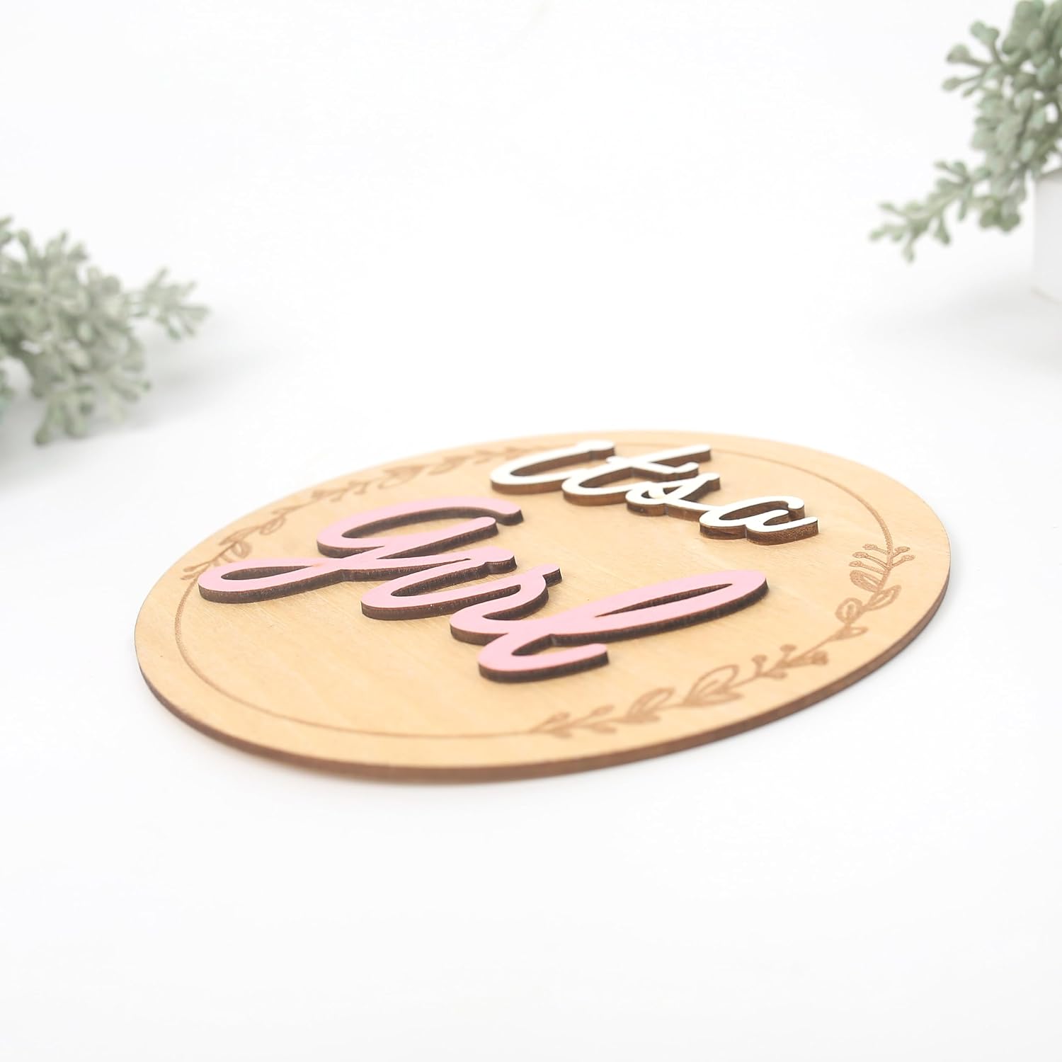 Gender Reveal Wooden Sign - Baby Announcement Plaque - It's A Boy/Girl Photo Prop - Baby Shower Wooden Sign - Pink