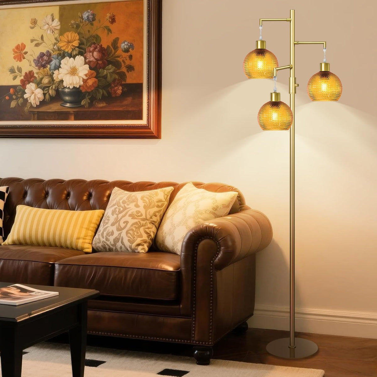 modern floor lamp for living room,mid century standing shown in use