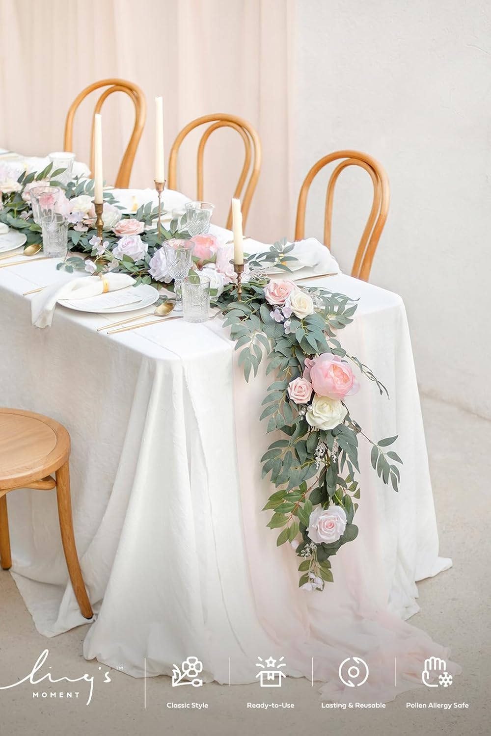 Ling's moment Fake Flowers Box, Faux Artificial Greenery Stems Foam Roses Silk Peony Eucalyptus Fabic Flower for Centerpieces Bouquet Wedding Vase Floral Decorations, Cream & Blush, Deluxe Combo