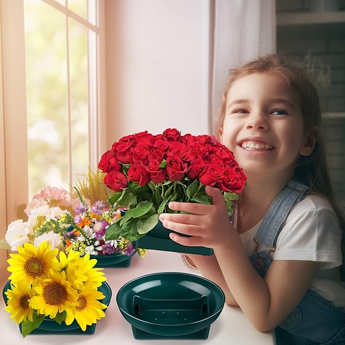 Karenhi 12 Pcs Floral Supplies Green Bowls for Flower Arrangements Large Size 6.3 Inch Floral Foam Bowls for Arrangements Holiday Wedding Fresh Flower Decoration Supplies (Foam Not Include)