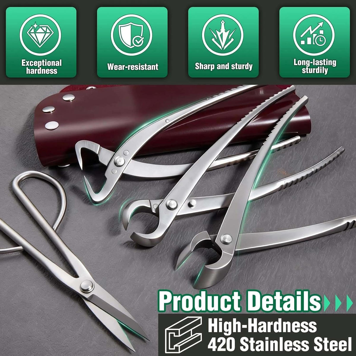SPEEDWOX 4 Pcs Bonsai Tool Set Heavy Duty Bonsai Tree Kit bonsai pot Concave ...