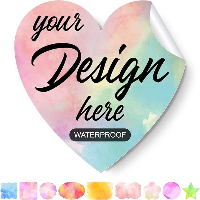 Custom Stickers Personalized Labels - Customized Stickers with Any Design Image Logo Text,Custom Stickers for Business Logo,Custom Thank You Label Stickers,100 Labels (Heart,2.5"x2.5")
