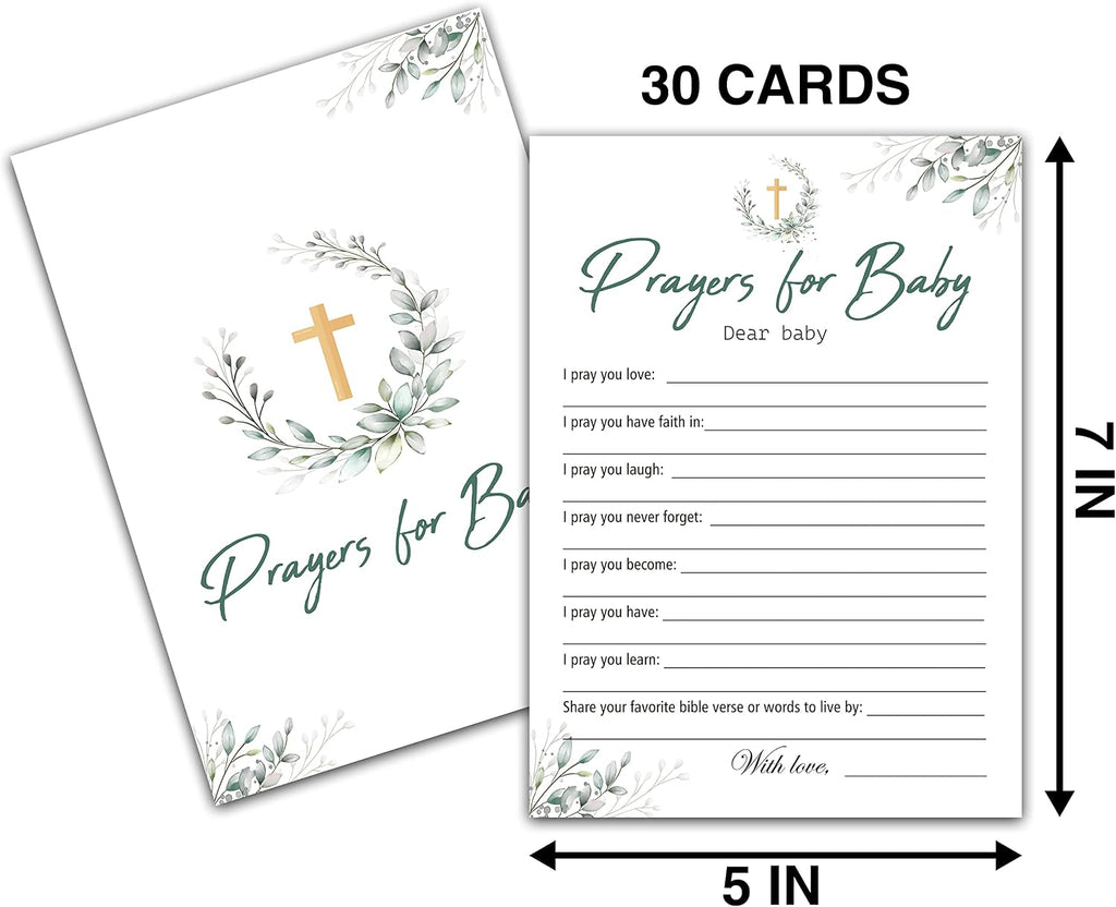 Baby Shower Prayer Cards - Floral Greenery Baby Christening Cards For Girl Boy Christian Brother or Sister - 30 Cards