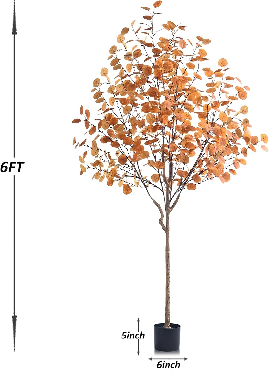 Artificial Eucalyptus Tree for Fall Decor, 6 FT Fall Tree with Realistic Euca...