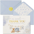 Baby Shower Thank You Cards - 50 Baby Thank You Notes with Assorted Envelopes & Stickers - Cute Watercolor & Gold Foil Delicate Greeting Cards Bulk Pack