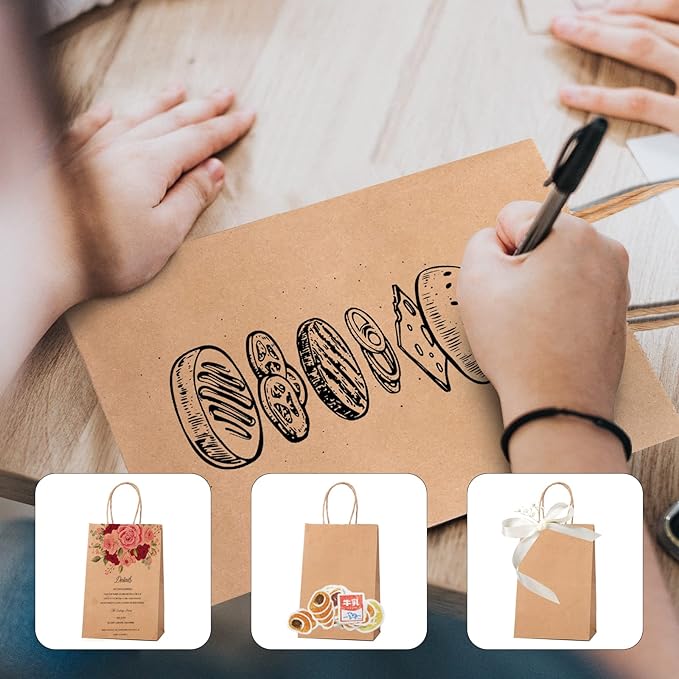 METRONIC Paper Gift Bags 8x4.25x10.5 100Pcs Brown Paper Bags with Handles Bulk, Kraft Paper Bag for Small Business, Birthday Wedding Party Favor, Christmas, Retail shopping Bag, Made in USA