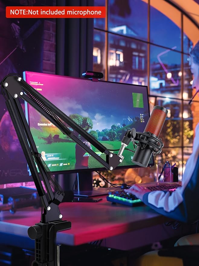 For HyperX QuadCast 2 Boom Arm - Mic Arm Compatible with Hyper x QuadCast, Microphone Boom Arm with Cable Ties, Improve Sound Quality, Mic Boom Arm for Hyperx QuadCast by SUNMON