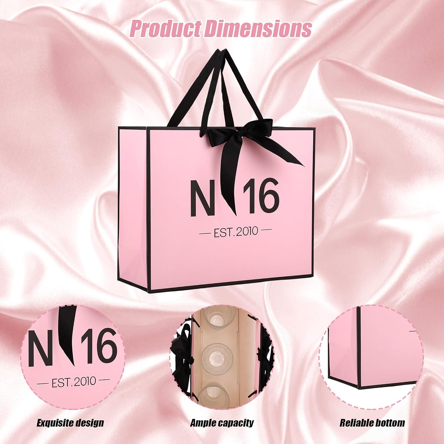 Sweet 16 Gifts for Girls, N°16 EST.2010 Pink sweet 16 Gift Bag with Card Envelope Ribbon Tissue Papers Birthday Decorations Anniversary Party Favors for Daughter Granddaughter Friends